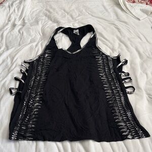 Zumba Fitness Black Tank Top with Silver Accents